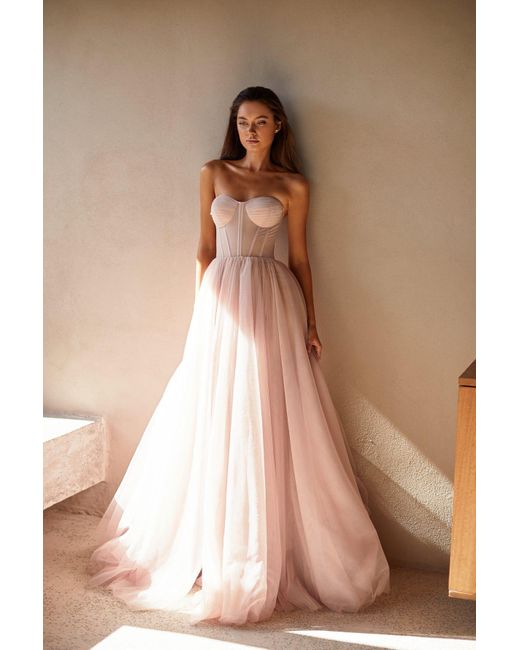 Millà Pink Tulle Maxi Dress With A Corset Bustier