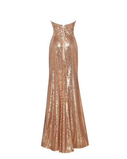 Milla Astonishing Sequined Lace Maxi Dress in Natural | Lyst