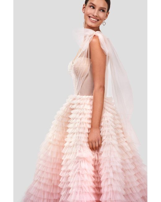 Millà Pink Charming Ball Gown With The Frill-Layered Ombre Ma