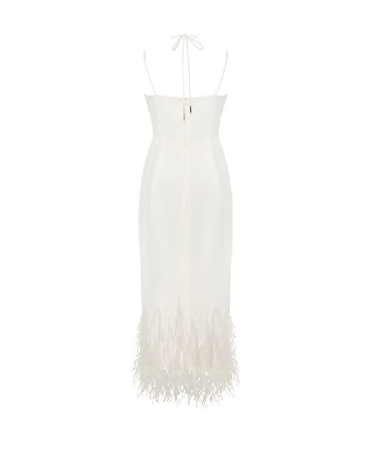 Millà White Cocktail Dress Decorated With Feathers, Xo X