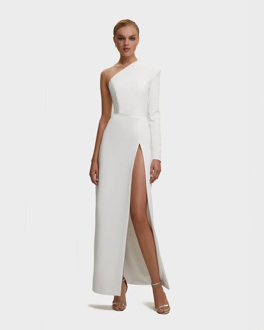 Millà White Long-Sleeved Dress With Sharp Shoulder Cut