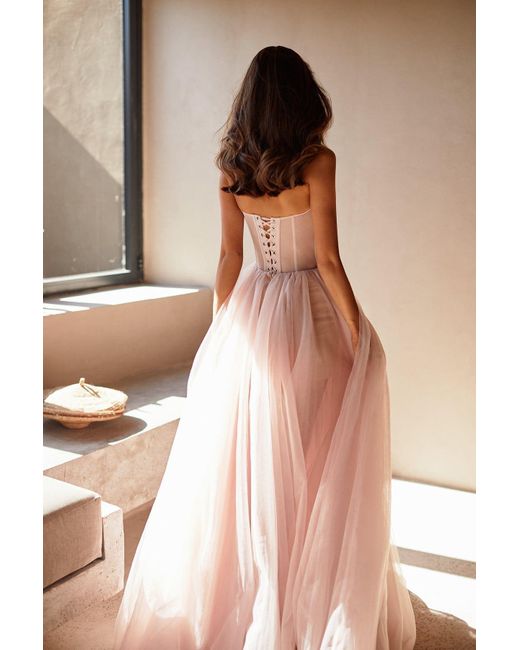 Millà Pink Tulle Maxi Dress With A Corset Bustier