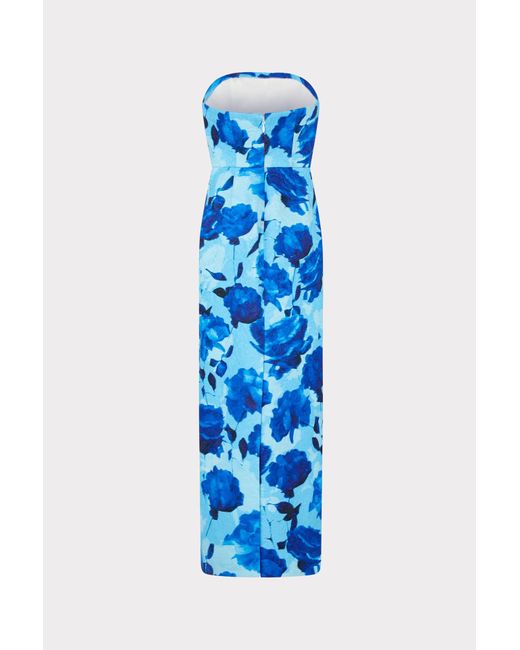 MILLY Blue Orion Blurred Blossom Jacquard Dress