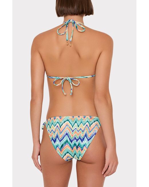 MILLY Blue Tropical Chevron String Bikini Bottom