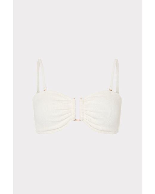 MILLY White Solid Texture V-wire Bandeau Top