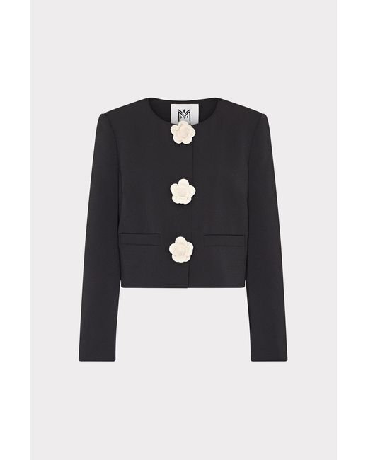 MILLY Black Selena Applique Cropped Jacket