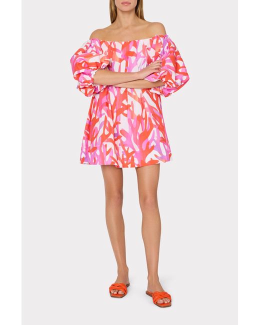 MILLY Pink Jamie Under The Sea Off The Shoulder Mini Dress