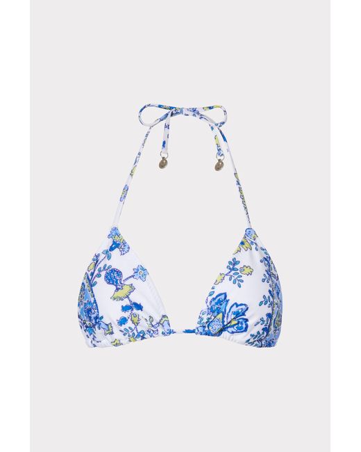 MILLY Sketched Paisley Triangle Bikini Top in Blue - Lyst