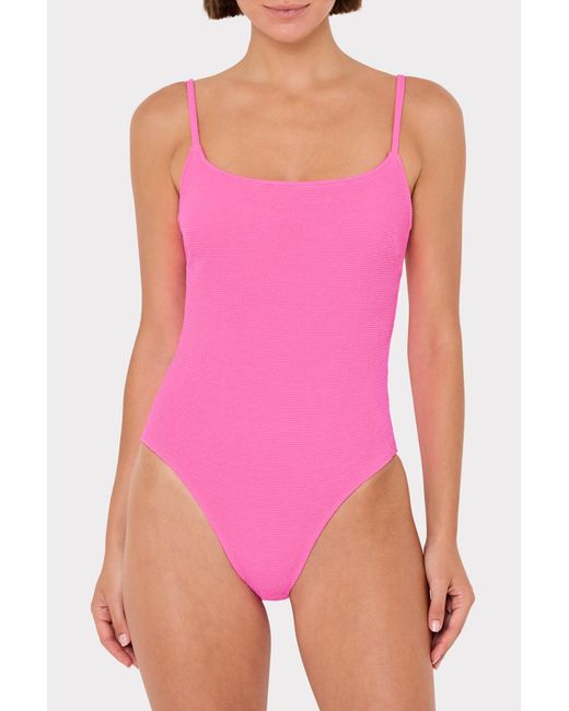 MILLY Pink Grace Solid Textured One Piece