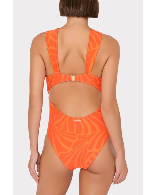 MILLY Orange Betsy Abstract Kai Print Bandeau One Piece