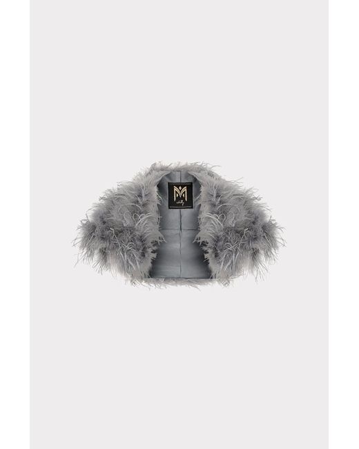 MILLY Gray Feather Bolero