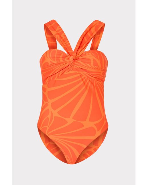 MILLY Orange Betsy Abstract Kai Print Bandeau One Piece