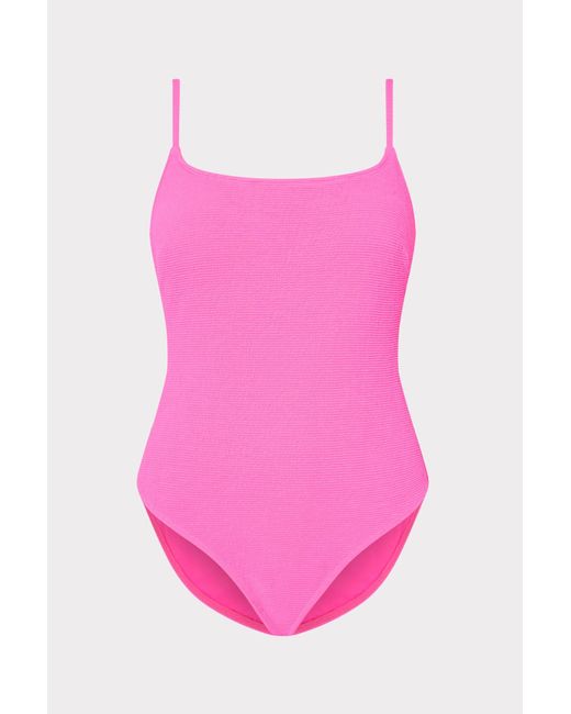 MILLY Pink Grace Solid Textured One Piece