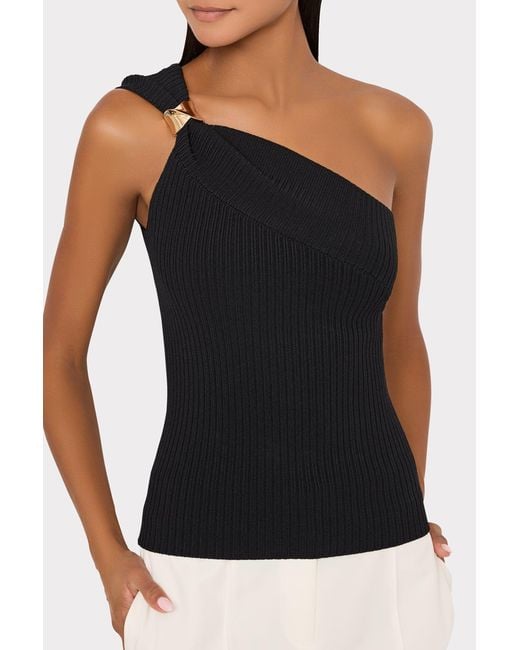MILLY Black Sivan Asymmetrical Top