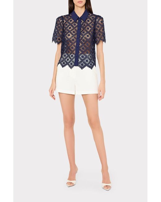 MILLY White Aria Cady Button Shorts