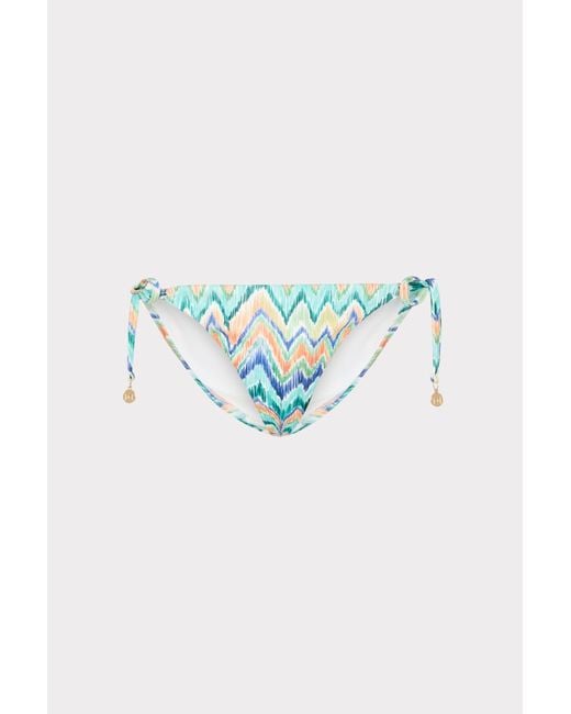 MILLY Blue Tropical Chevron String Bikini Bottom