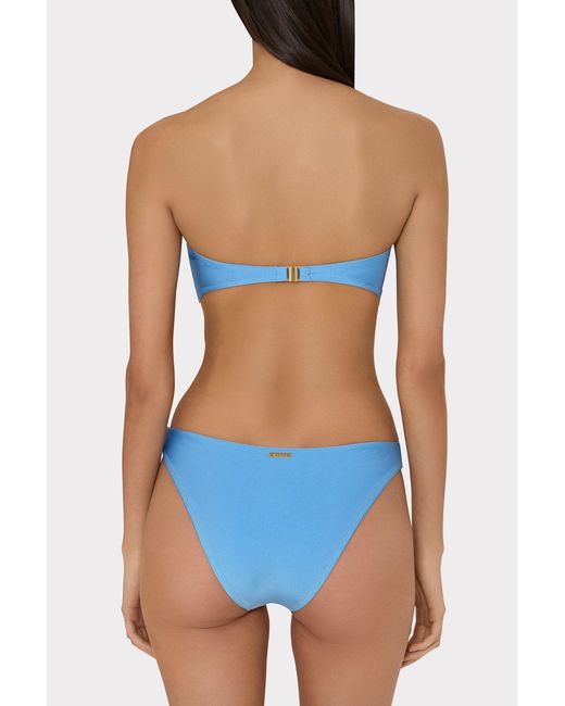 MILLY Blue Margot Gloss Bikini Bottom