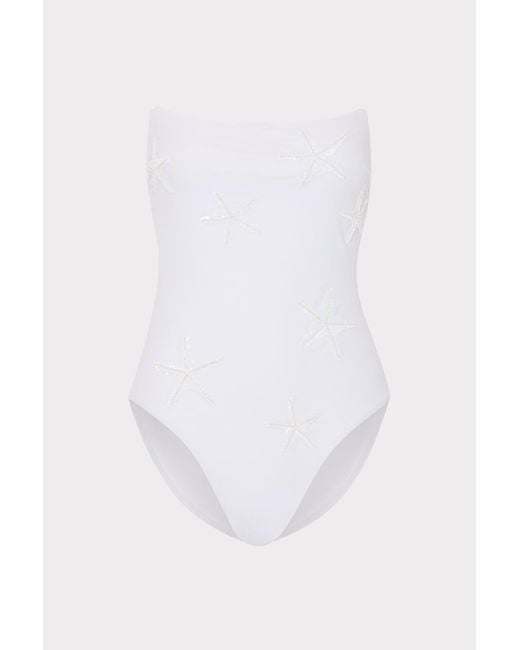 MILLY White Starfish Sequin One Piece