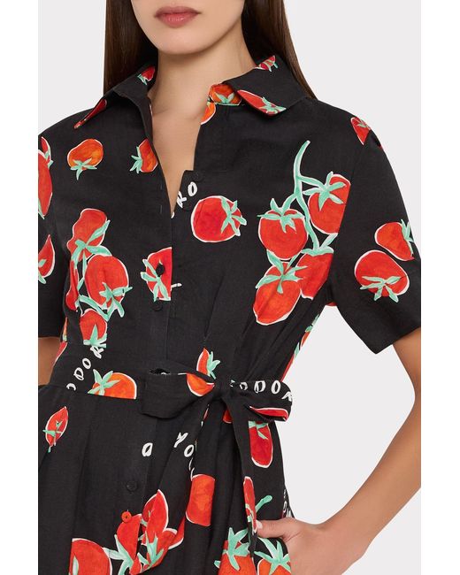 MILLY Red Lexi Printed Midi