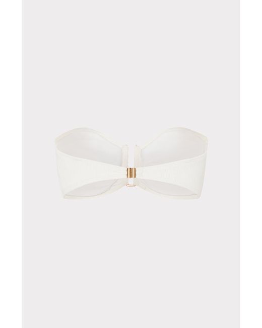 MILLY White Solid Texture V-wire Bandeau Top