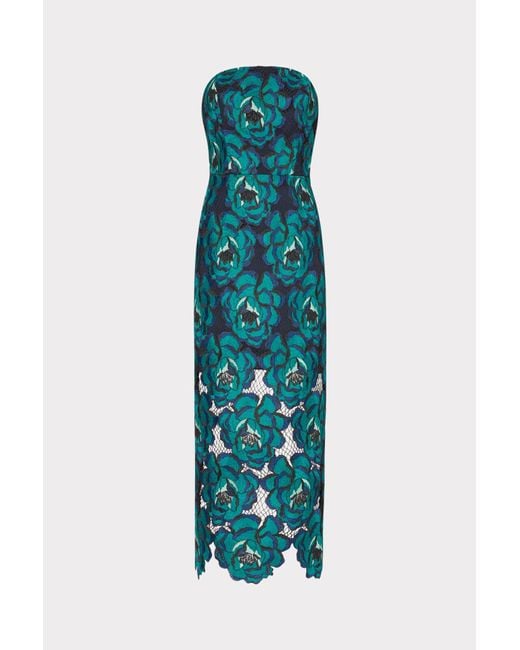 MILLY Kait Blue Bloom Midi Dress