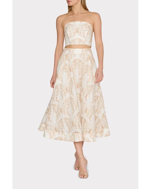 MILLY Natural Butterfly Eyelet Skirt