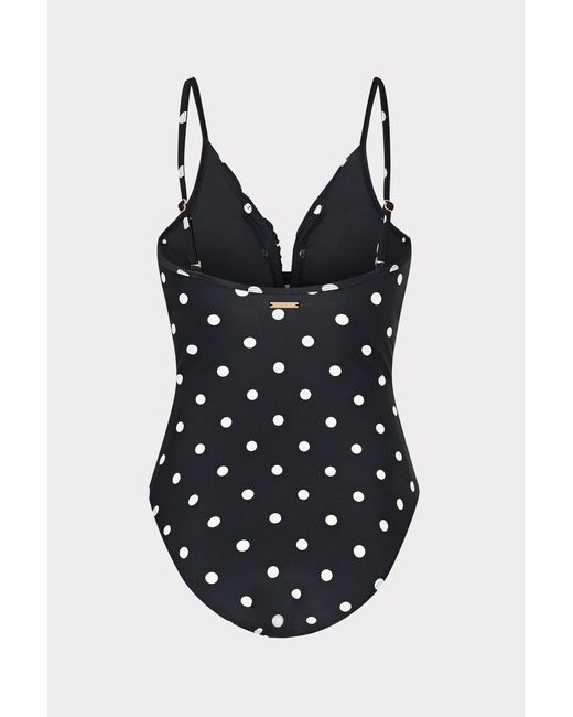 MILLY Black Polka Dot V-wire One Piece