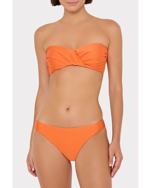 MILLY Orange Soleil Gloss Twist Bandeau Top