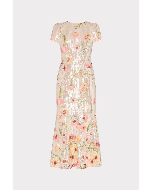 MILLY Multicolor Tahlia Floral Sequins Embroidery Dress
