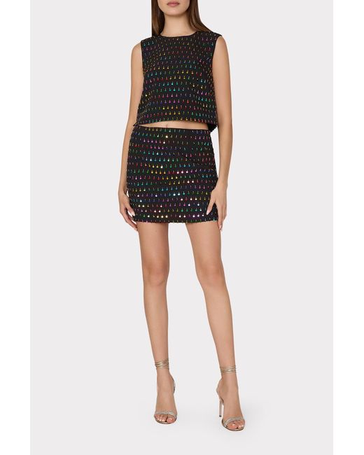 Brick Linen Mini Skirt With Sequined Stripes & Handmade Belt Detail main image 1