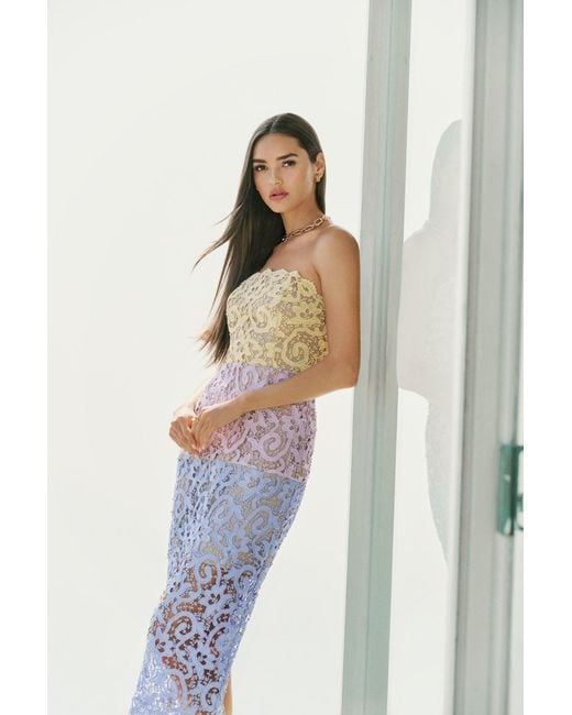 MILLY White Kait Trois Color Lace Dress