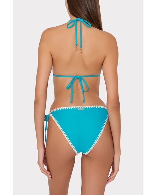MILLY Blue Solid Bikini Top
