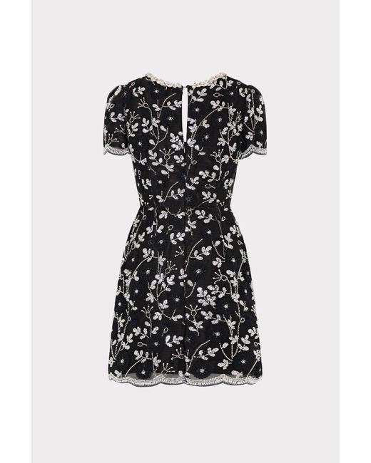 MILLY Women's Black Daisy Silver Star Sequin Dress MILLY Women's Black Daisy Silver Star Sequin Dress