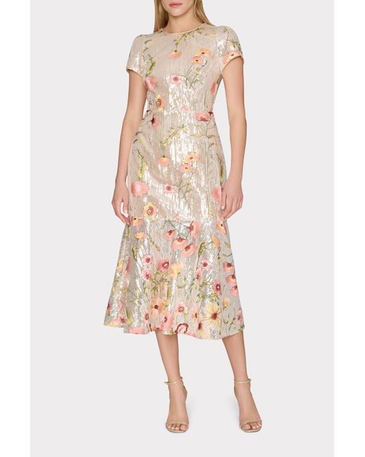 MILLY Multicolor Tahlia Floral Sequins Embroidery Dress