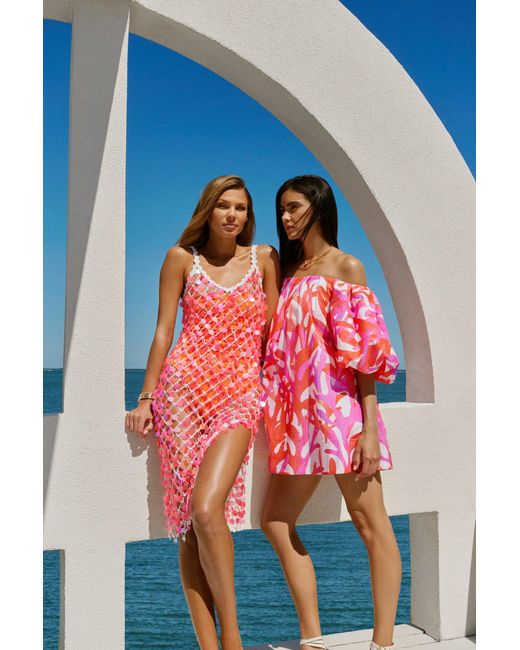MILLY Pink Jamie Under The Sea Off The Shoulder Mini Dress
