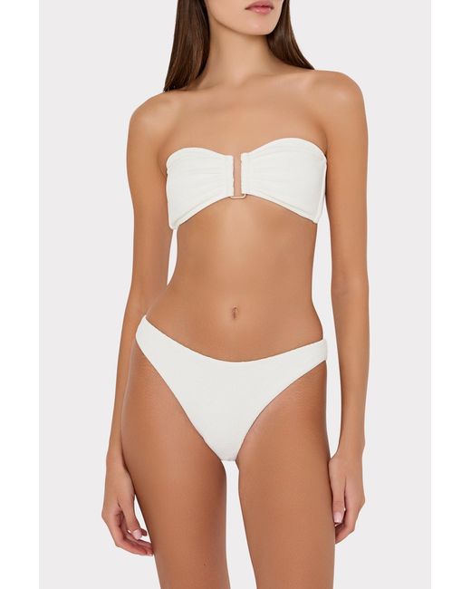 MILLY White Margot Solid Texture Bikini Bottom
