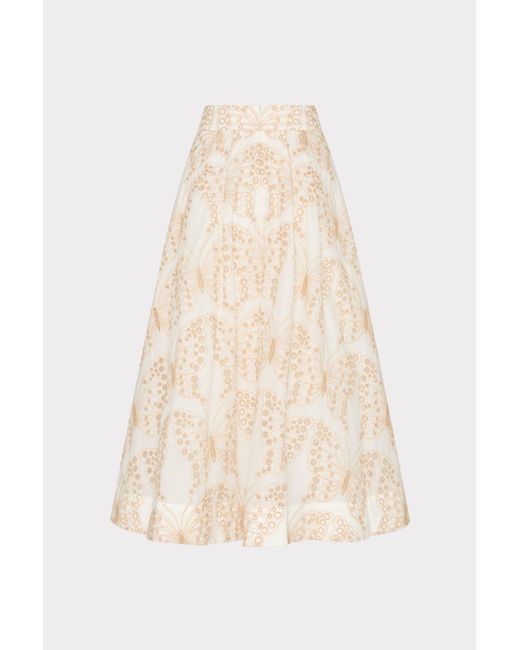 MILLY Natural Butterfly Eyelet Skirt