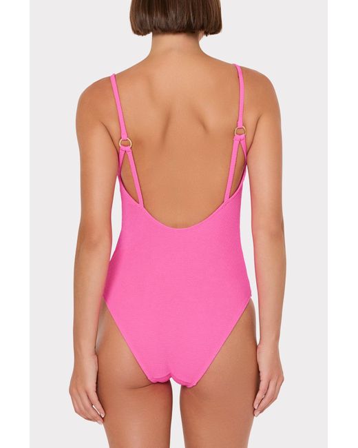 MILLY Pink Grace Solid Textured One Piece
