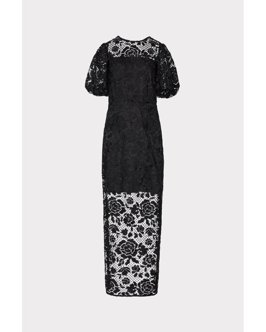 MILLY Black Yasmin Rose Mosaic Maxi Dress