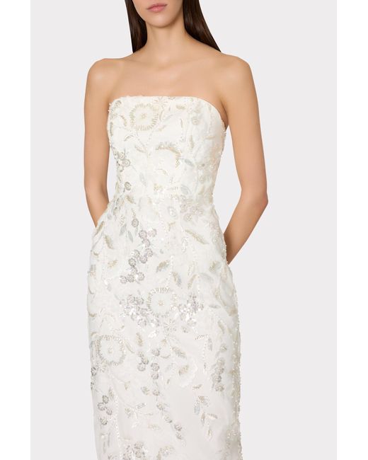 MILLY White Magnolia Beaded Dream Sequin Maxi Dress