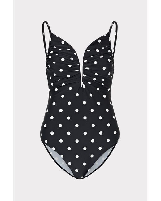 MILLY Black Polka Dot V-wire One Piece