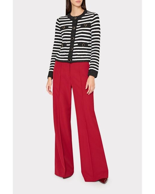 MILLY Black Sequin Striped Cardigan