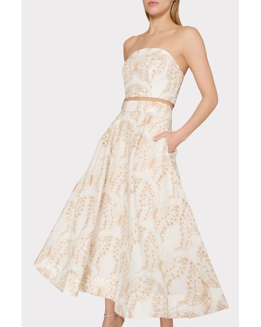 MILLY Natural Butterfly Eyelet Skirt