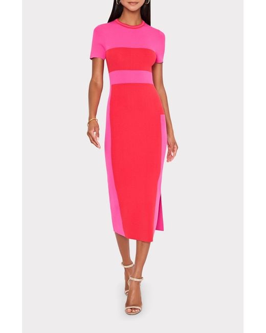 MILLY Shohona Colorblock Knit Dress in Pink | Lyst