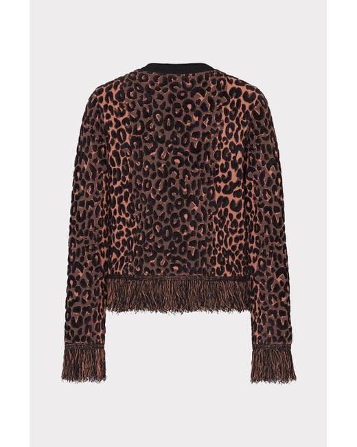 MILLY Multicolor Leopard Fringe Cardigan Jacket