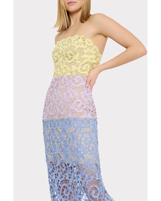 MILLY White Kait Trois Color Lace Dress