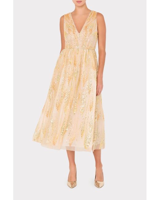 MILLY Tinsley Tulle Sequin Embroidered Dress in Natural | Lyst MILLY Tinsley Tulle Sequin Embroidered Dress in Natural | Lyst