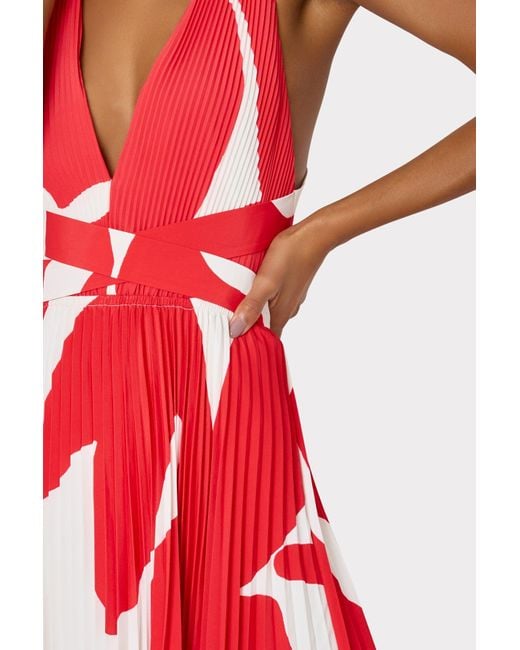 milly oria pleated dress Milly Oria Pleated Abstract-Print Maxi Dress