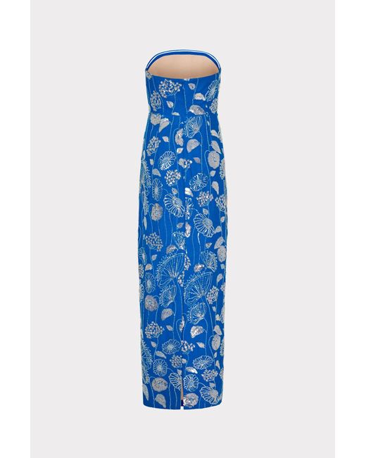 MILLY Orion Sequin Embellished Linen Dress in Blue | Lyst