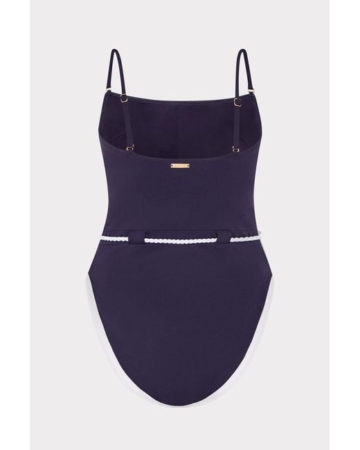 MILLY Blue Solid Belted One Piece
